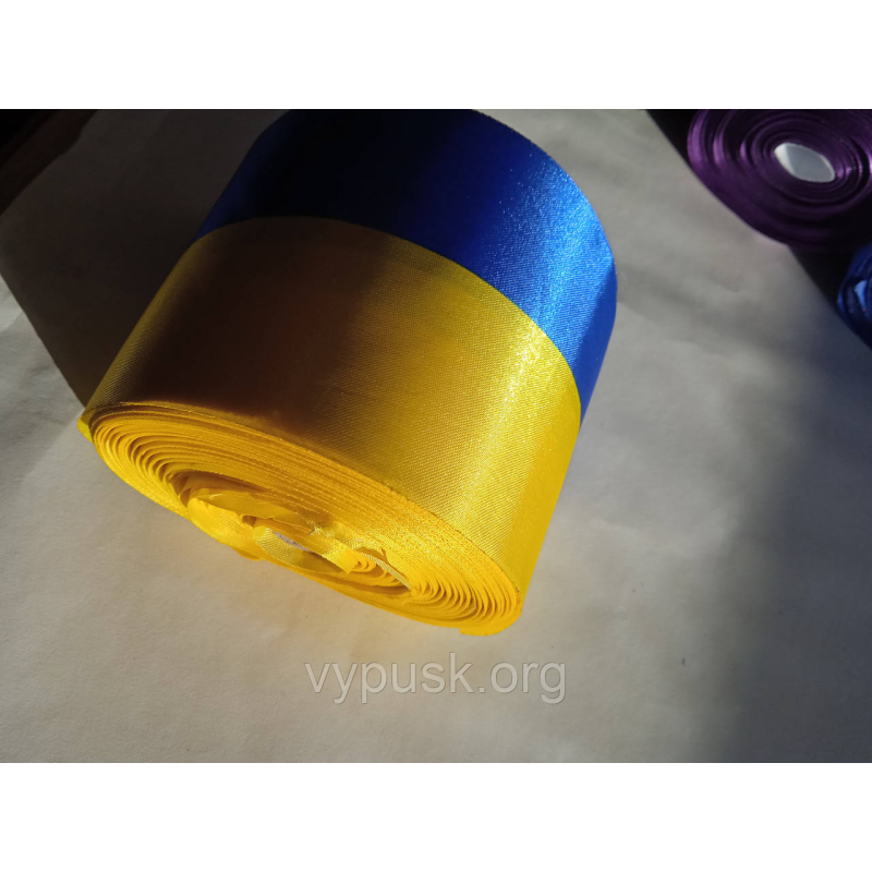 Мотки, бабіни, метражка синьо-жовтий  атлас